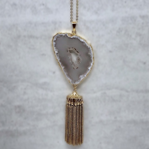 Olivia Rae Jewelry - Druzy Tassel Statement Necklace